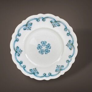 Johnson Bros Rolland Luncheon Plate Teal Gold England Crazing 1930s 1940s READ